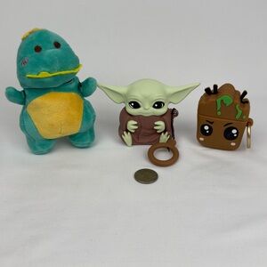 Lot of 3 AirPods Case Covers Grogu Baby Yoda Groot Silicone + Plush Dinosaur